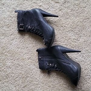 Schutz Leather Peep-Toe Booties